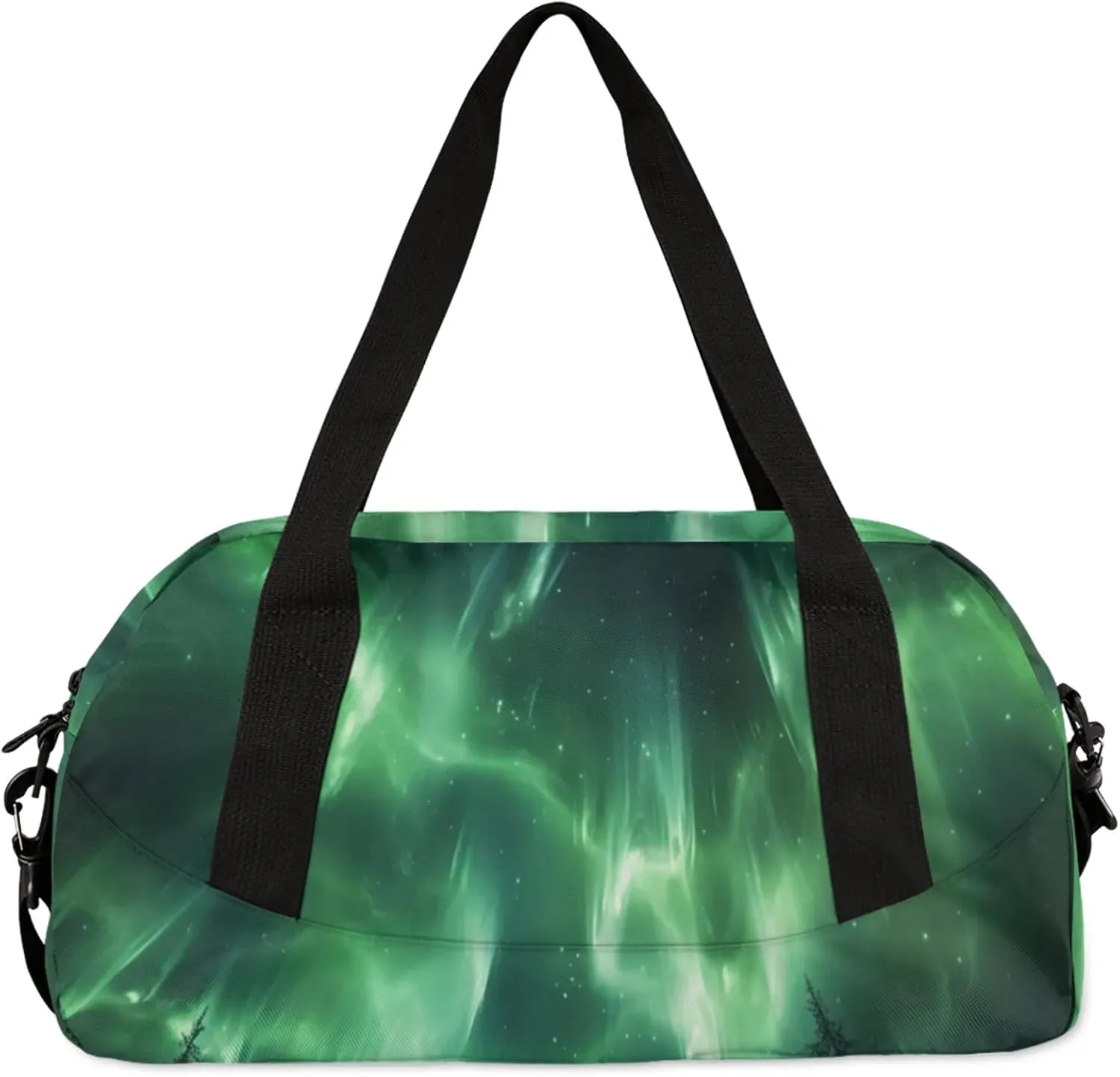 Custom Sports Duffel Bag Personalized Name Dance Gym Bag for Women Men Overnight Weekender Travel Duffel Bags Lightweight 18.5in, Northern Lights Space