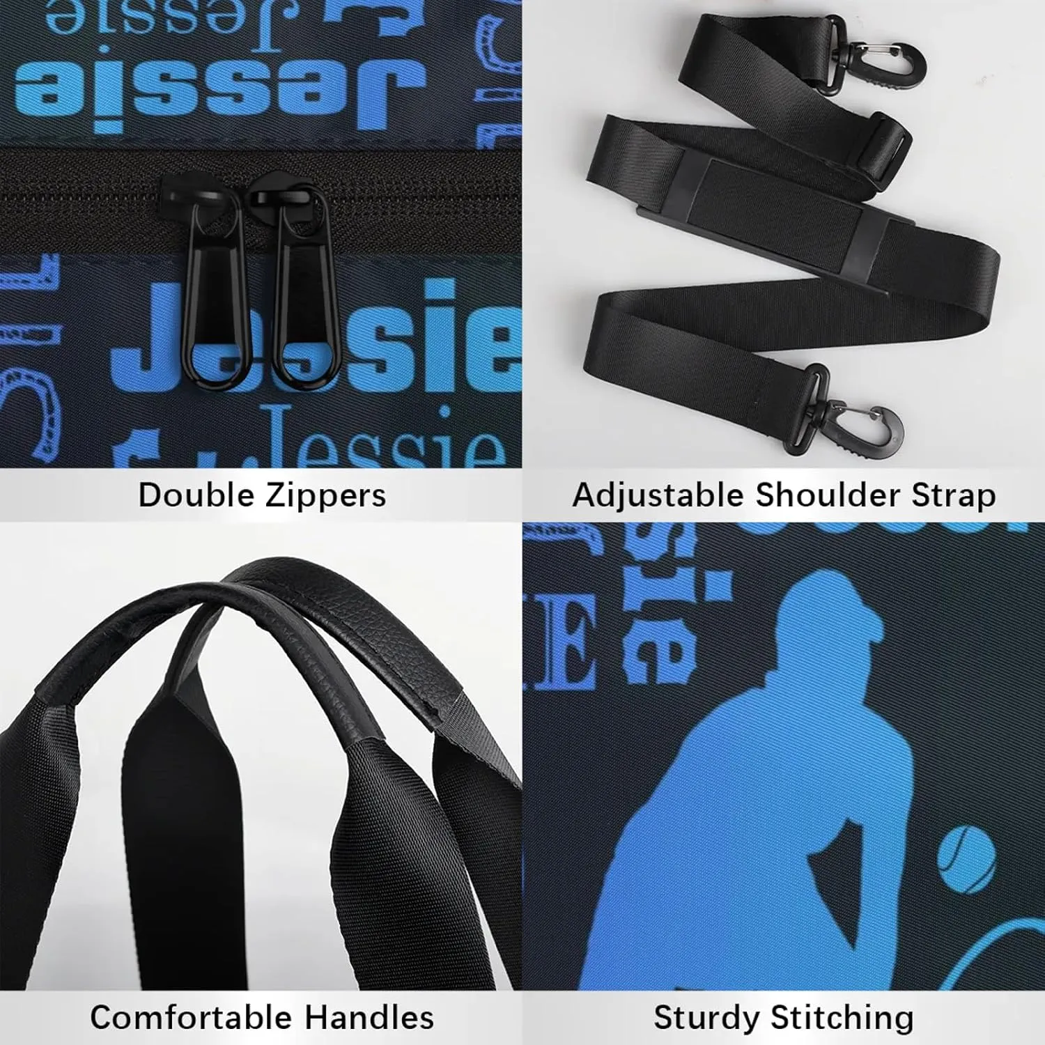 Custom Tennis Sport Bags Personalized Sports Gym Bag with Name Overnight Weekender Duffel Bag Customized Gifts for Women Men, Multi Blue