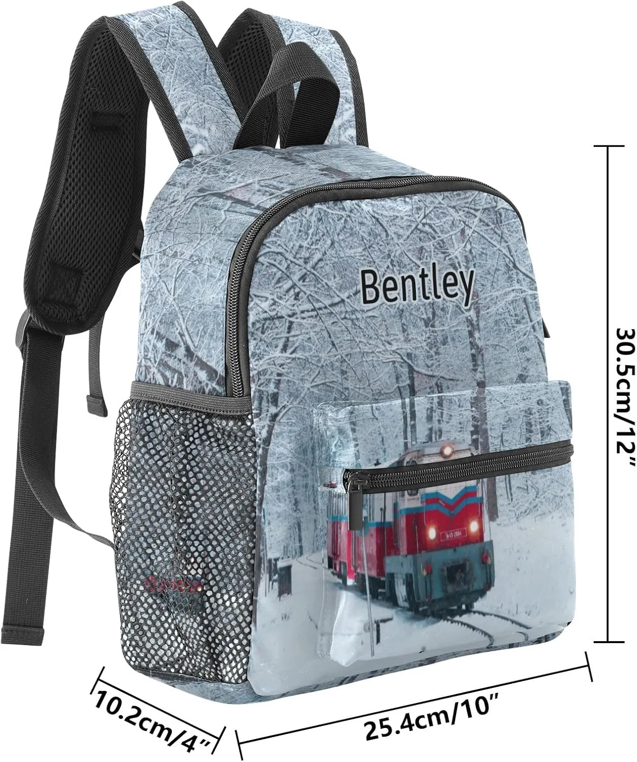 Custom Toddler Kids Bag,Train Railway Snow Forest Personalized Preschool Backpack for Gift Boys Girl Nursery Bags
