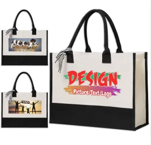 Custom Tote Bag Personalized Shopping Bags Add Photo Logo Text Double-sided Shoulder Bag Reusable Handbag for Women