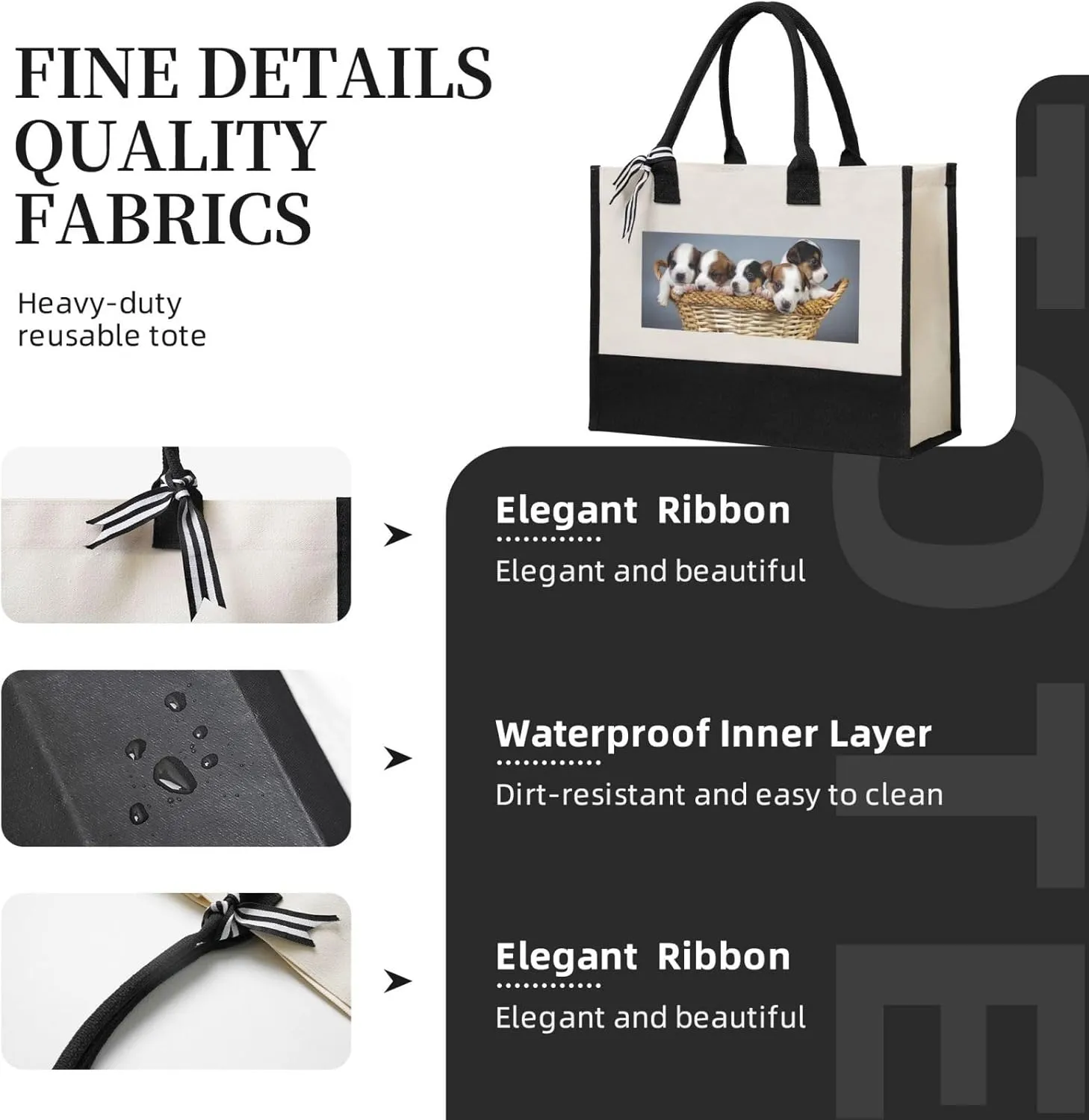 Custom Tote Bag Personalized Shopping Bags Add Photo Logo Text Double-sided Shoulder Bag Reusable Handbag for Women