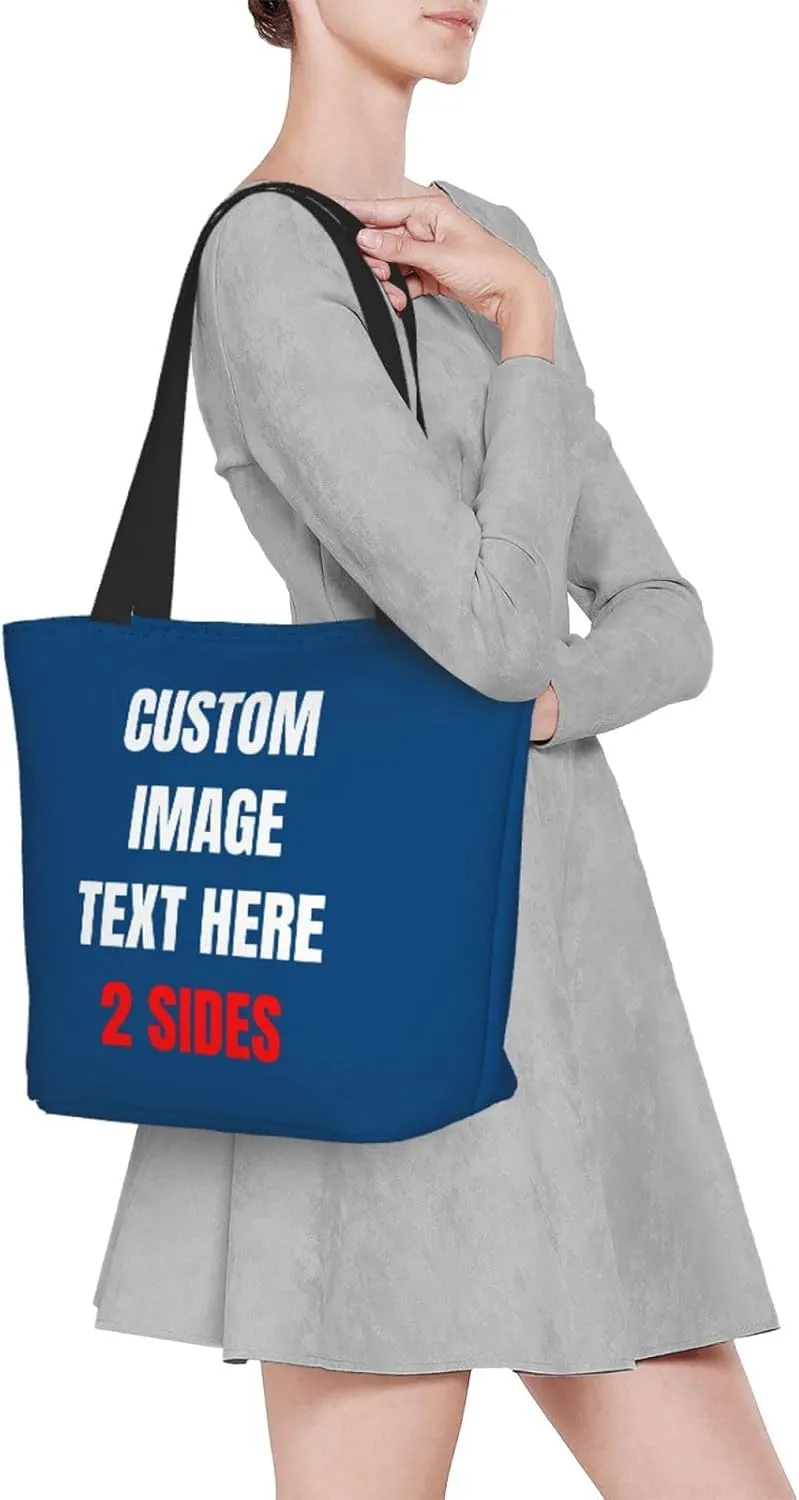 Custom Tote Bag With Logo Photo, Custom Bag, Personalized Shopping Bags Reusable Grocery Bags Bulk For Work Travel Gifts