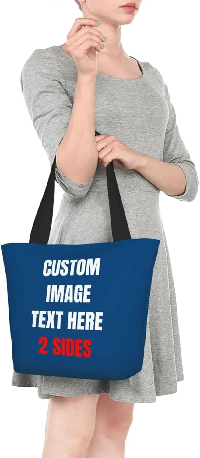 Custom Tote Bag With Logo Photo, Custom Bag, Personalized Shopping Bags Reusable Grocery Bags Bulk For Work Travel Gifts