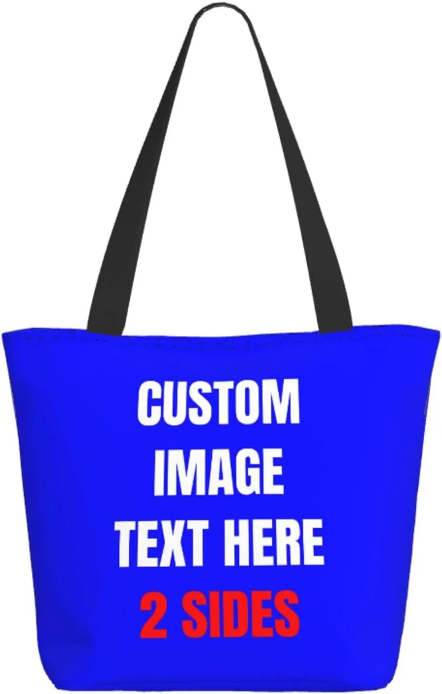 Custom Tote Bag With Logo Photo, Custom Bag, Personalized Shopping Bags Reusable Grocery Bags Bulk For Work Travel Gifts