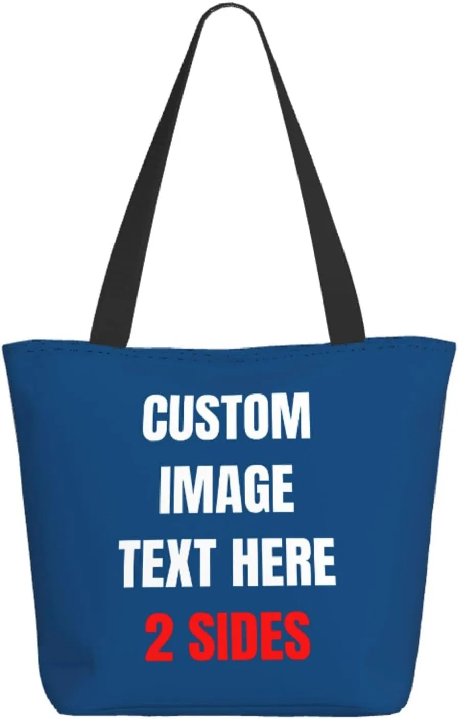 Custom Tote Bag With Logo Photo, Custom Bag, Personalized Shopping Bags Reusable Grocery Bags Bulk For Work Travel Gifts