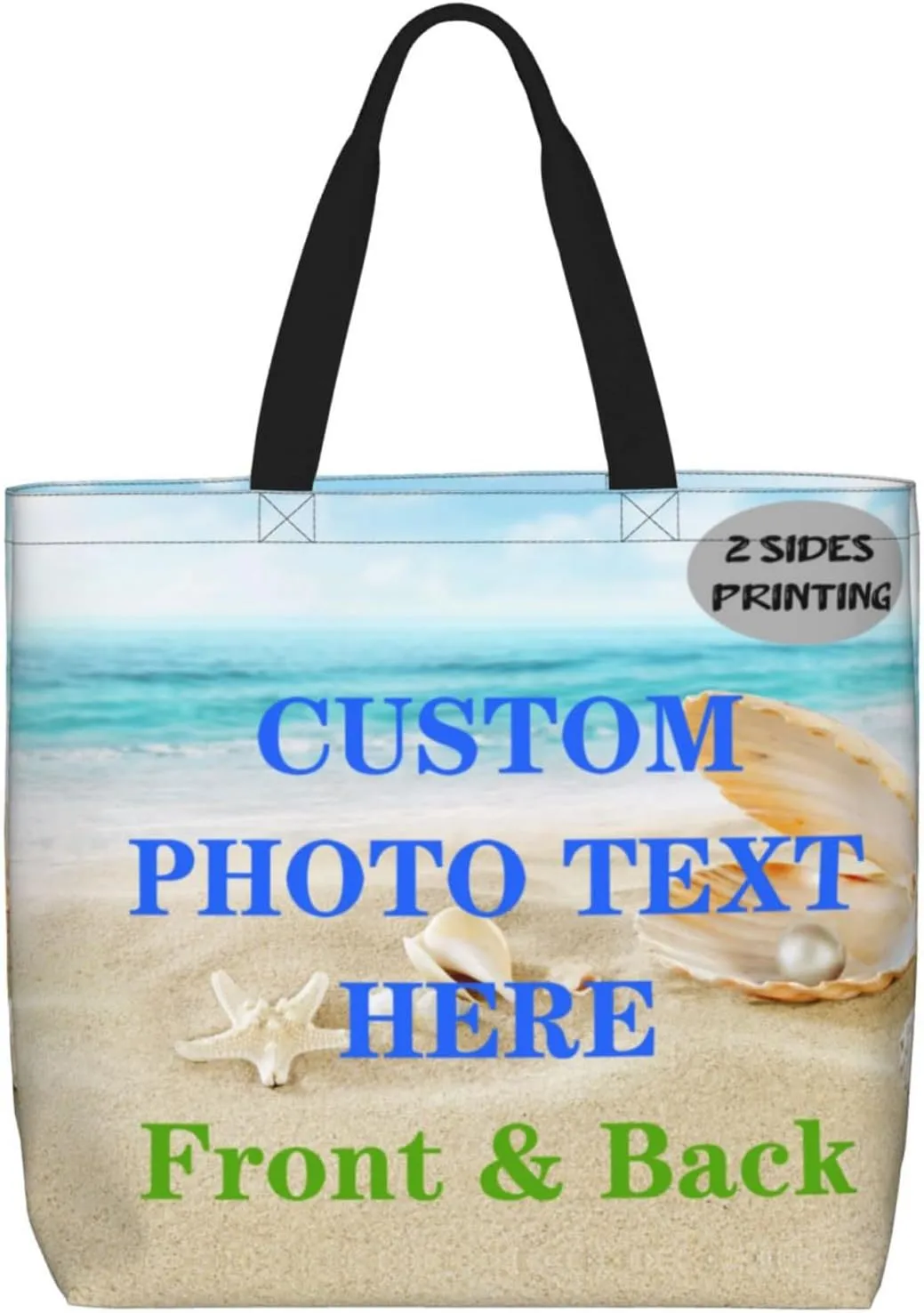 Custom Tote Bag with Zipper Personalized Beach Bags for Women Customized Your Own Picture Name Text Totebag