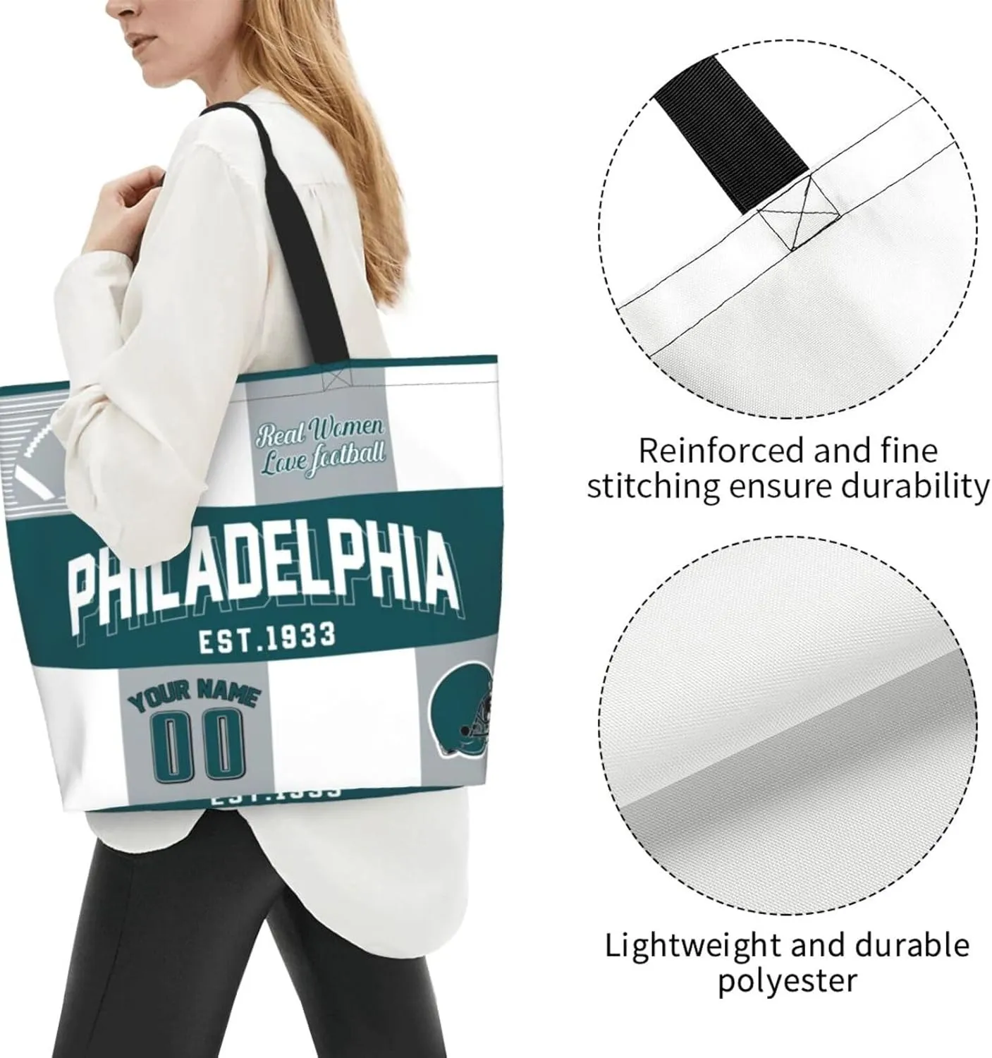 Custom Tote Bags Custom Football Bag Personalized Add Your Name and Number Shoulder Bag Beach Bag For Women Fans Gift
