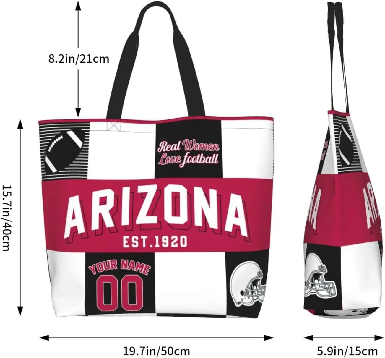 Custom Tote Bags Custom Football Bag Personalized Add Your Name and Number Shoulder Bag Beach Bag For Women Fans Gift