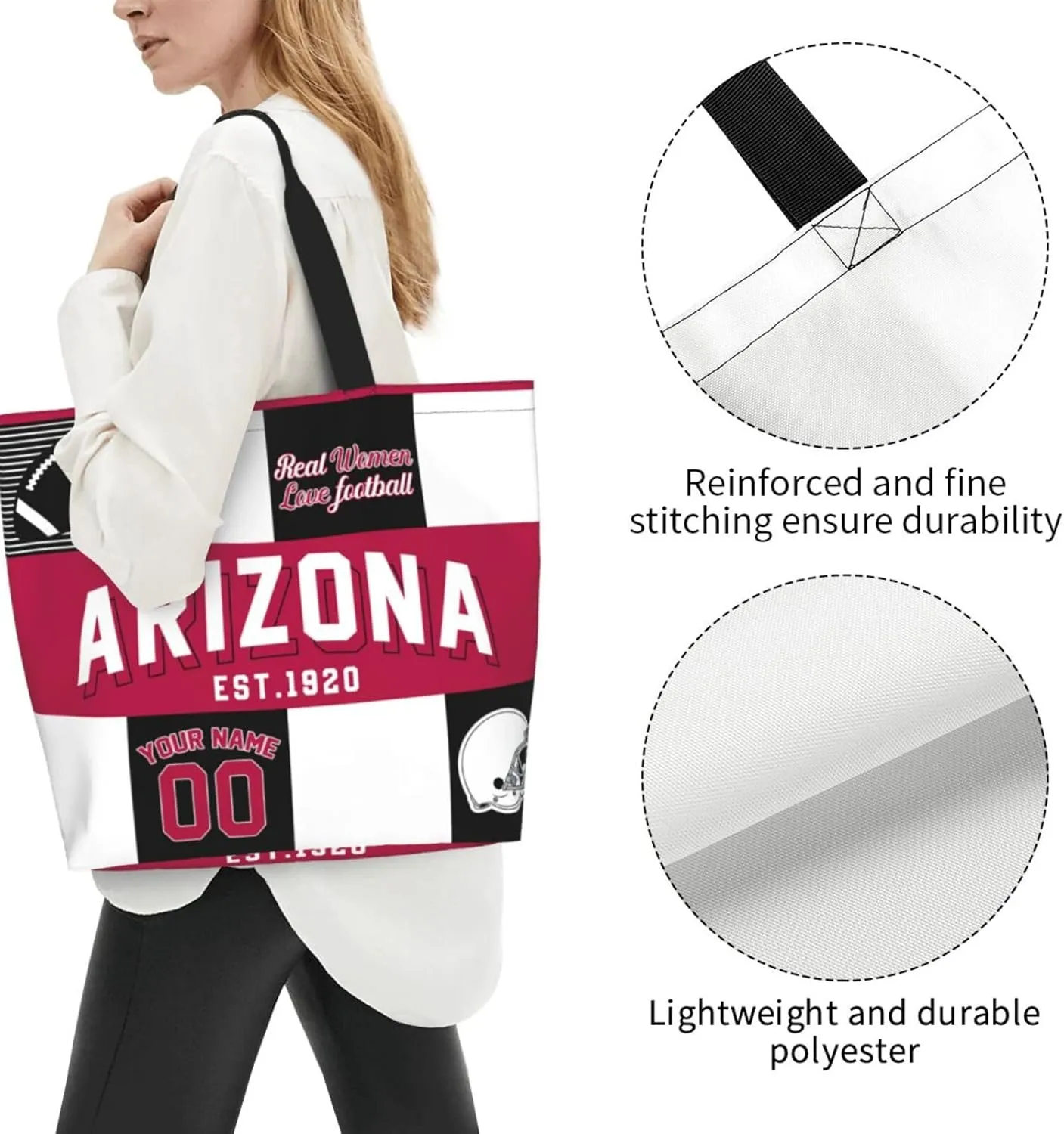 Custom Tote Bags Custom Football Bag Personalized Add Your Name and Number Shoulder Bag Beach Bag For Women Fans Gift
