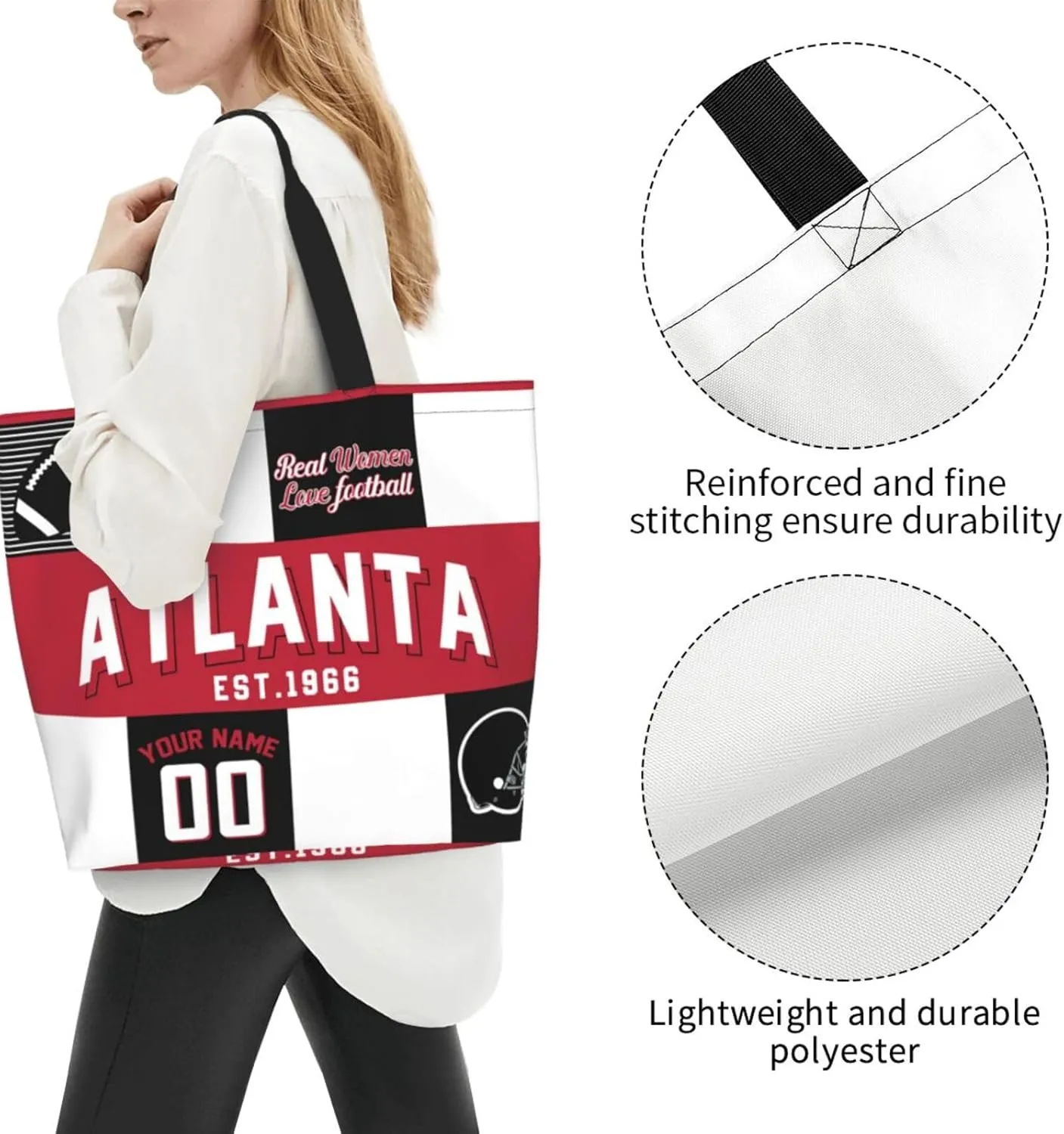Custom Tote Bags Custom Football Bag Personalized Add Your Name and Number Shoulder Bag Beach Bag For Women Fans Gift