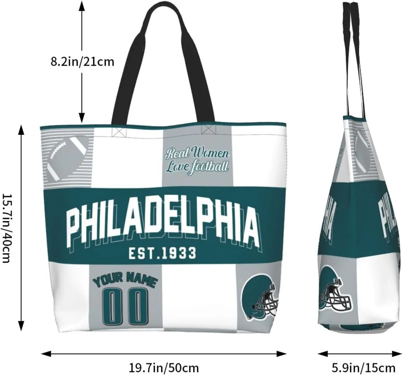 Custom Tote Bags Custom Football Bag Personalized Add Your Name and Number Shoulder Bag Beach Bag For Women Fans Gift