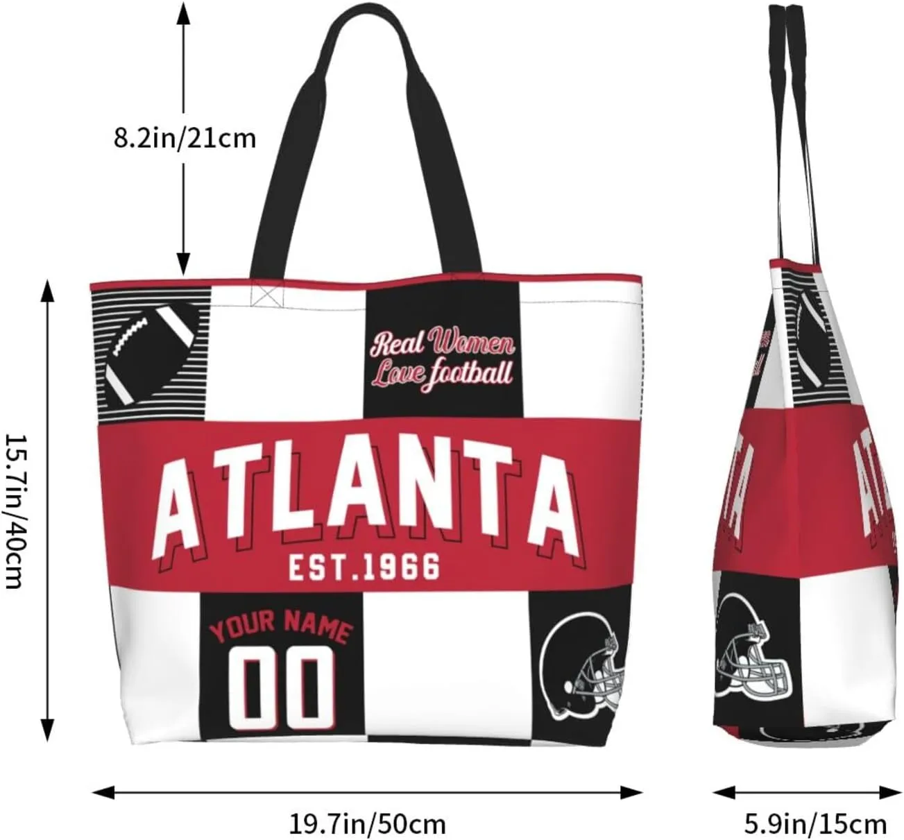 Custom Tote Bags Custom Football Bag Personalized Add Your Name and Number Shoulder Bag Beach Bag For Women Fans Gift