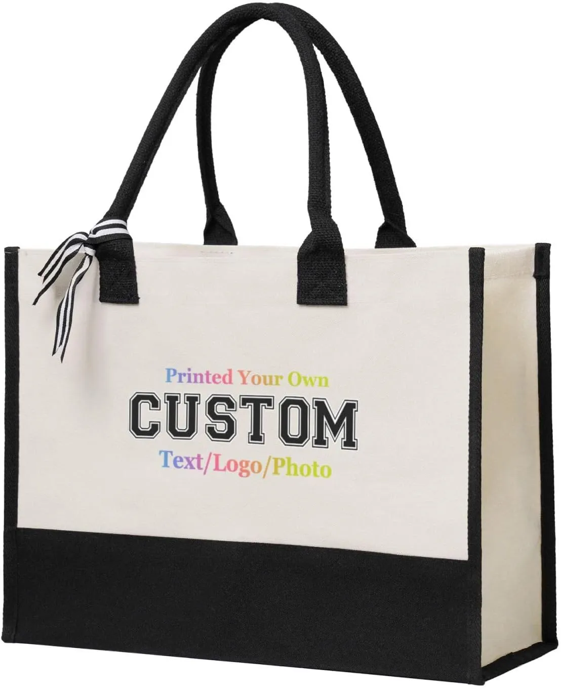 Custom Tote Bags for Women Add Your Picture/Text/LogoPersonalized Canvas Beach Bag Gifts for Women Friend Mom Teacher Sister