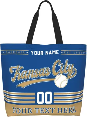 Custom Tote Bags Personalized Custom Baseball Shoulder Bag Shopping Tote Beach Travel Handbag for Women Fans Gift