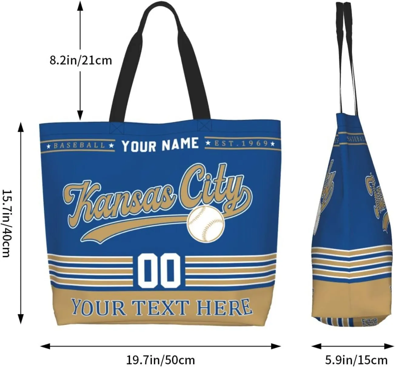 Custom Tote Bags Personalized Custom Baseball Shoulder Bag Shopping Tote Beach Travel Handbag for Women Fans Gift
