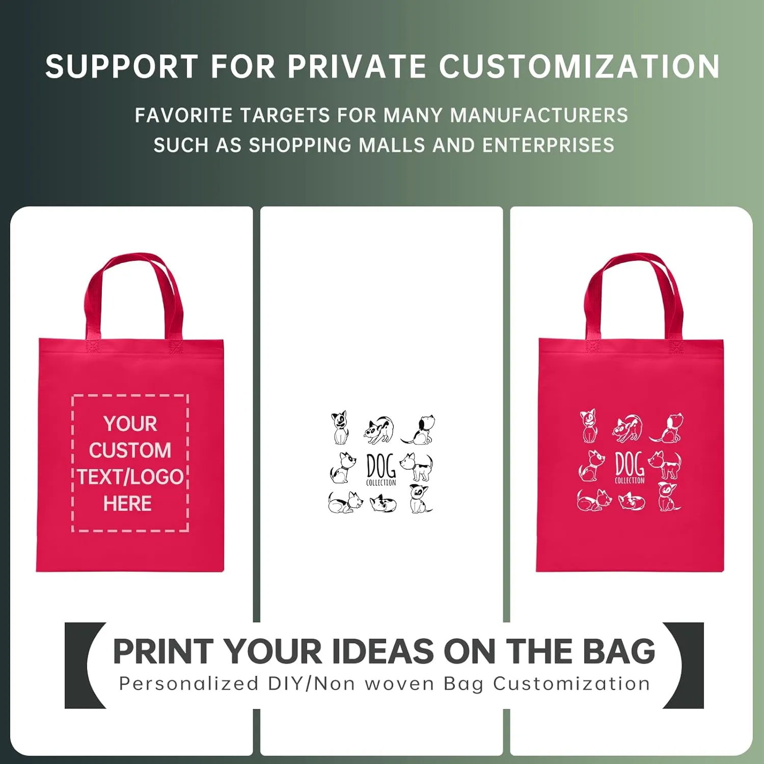 Custom Tote Bags Set of 50, Bulk Pack Grocery Shopping Travel Business Activities advertisement Reusable Bag