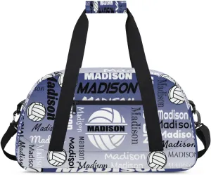 Custom Volleyball Gym Bag Duffel Bag for Women Men, Personalized Name Sport Bag Customized Overnight Bags Travel Weekender Bag, Cobalt Blue Gradient