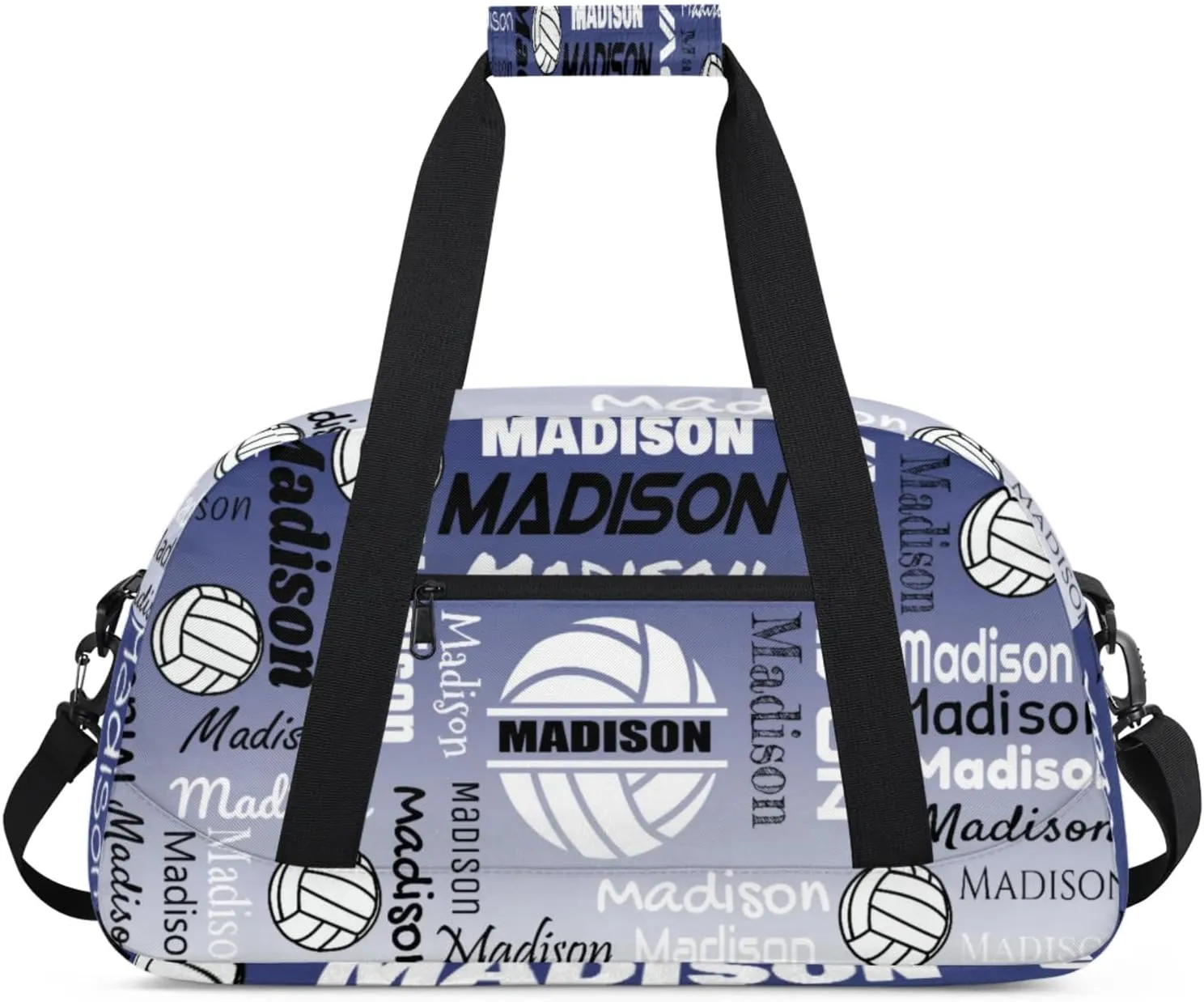 Custom Volleyball Gym Bag Duffel Bag for Women Men, Personalized Name Sport Bag Customized Overnight Bags Travel Weekender Bag, Cobalt Blue Gradient