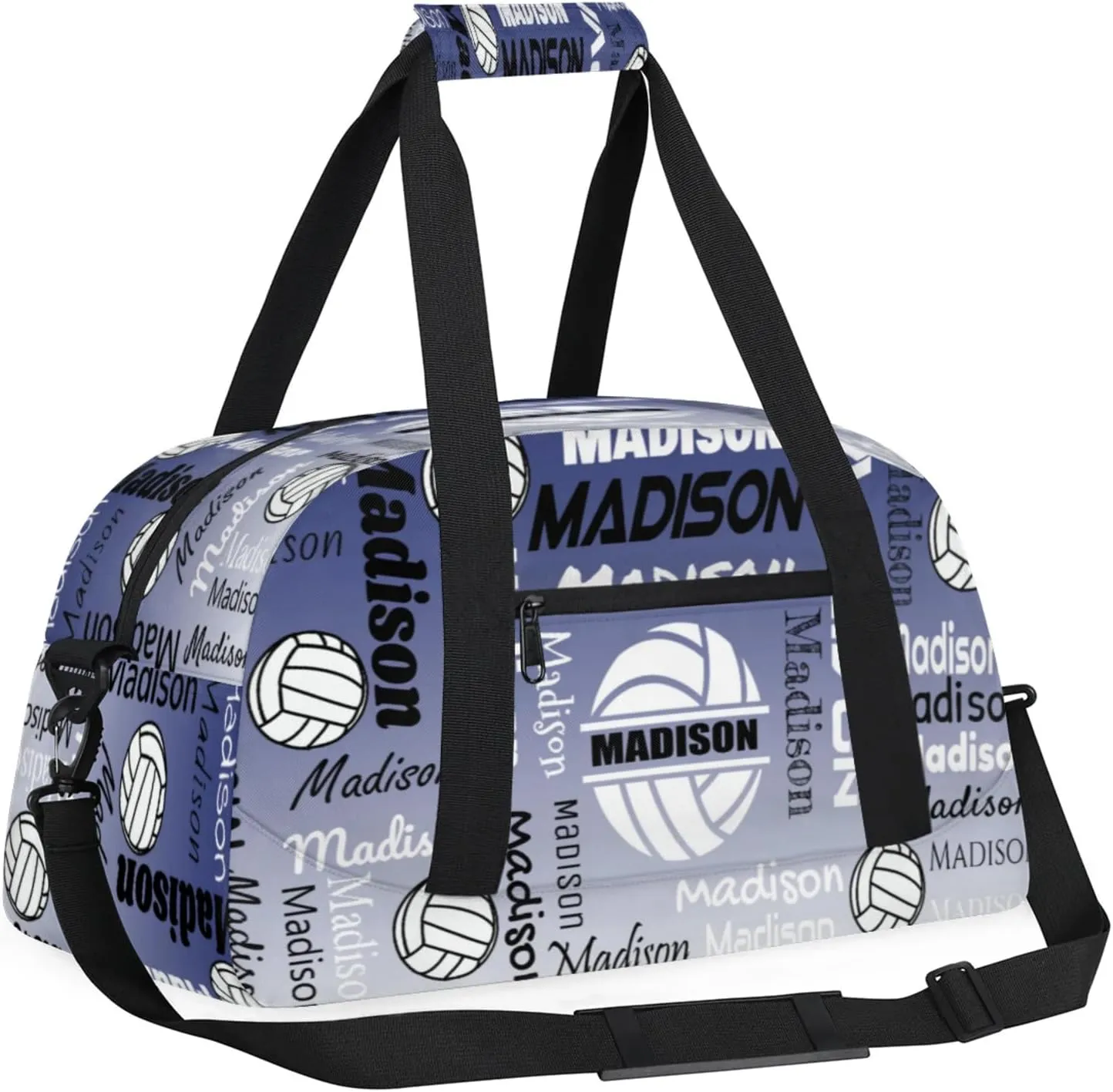 Custom Volleyball Gym Bag Duffel Bag for Women Men, Personalized Name Sport Bag Customized Overnight Bags Travel Weekender Bag, Cobalt Blue Gradient