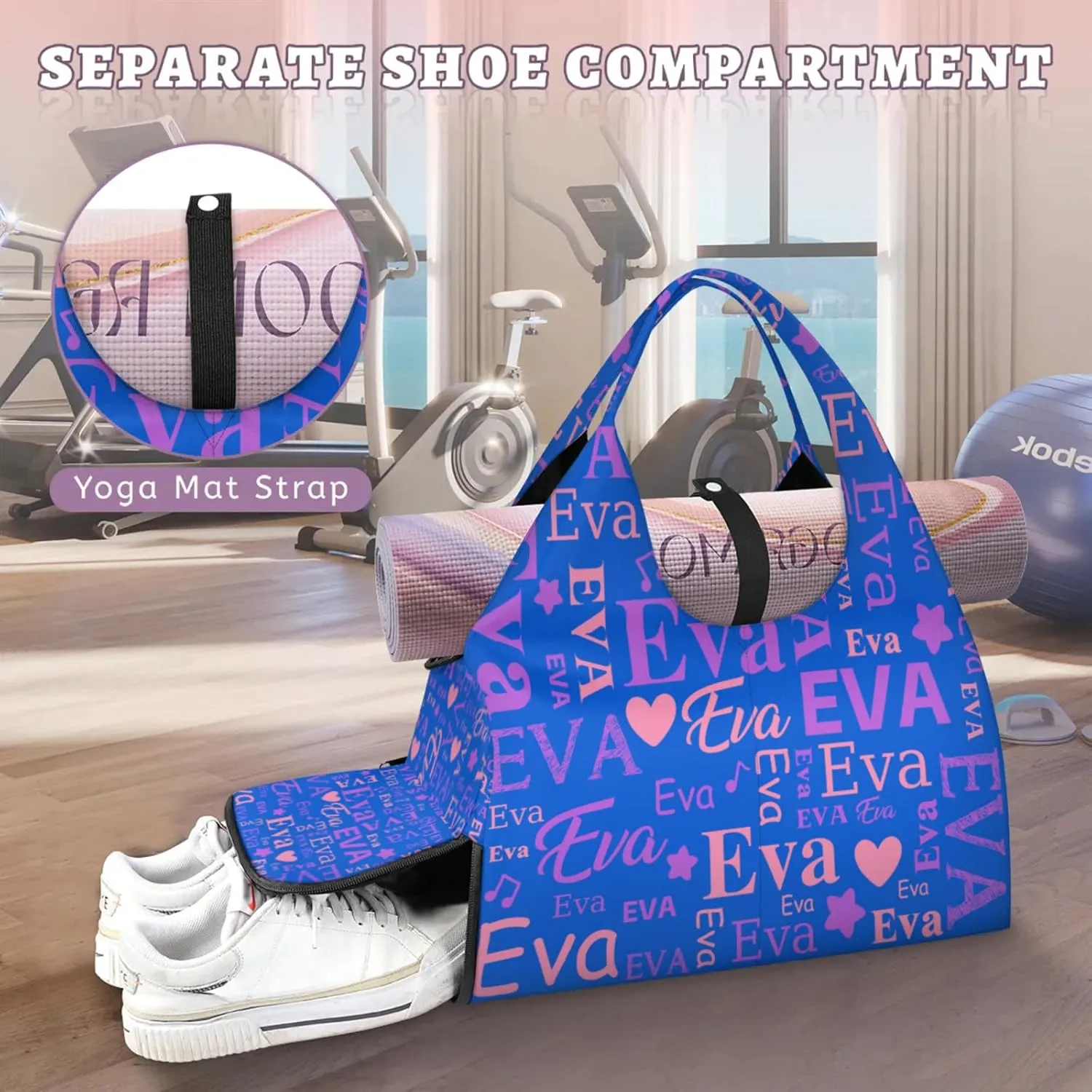 Custom Women Dance Ballet Duffle Bag Personalized Name Yoga Mat Sport Gym Bags