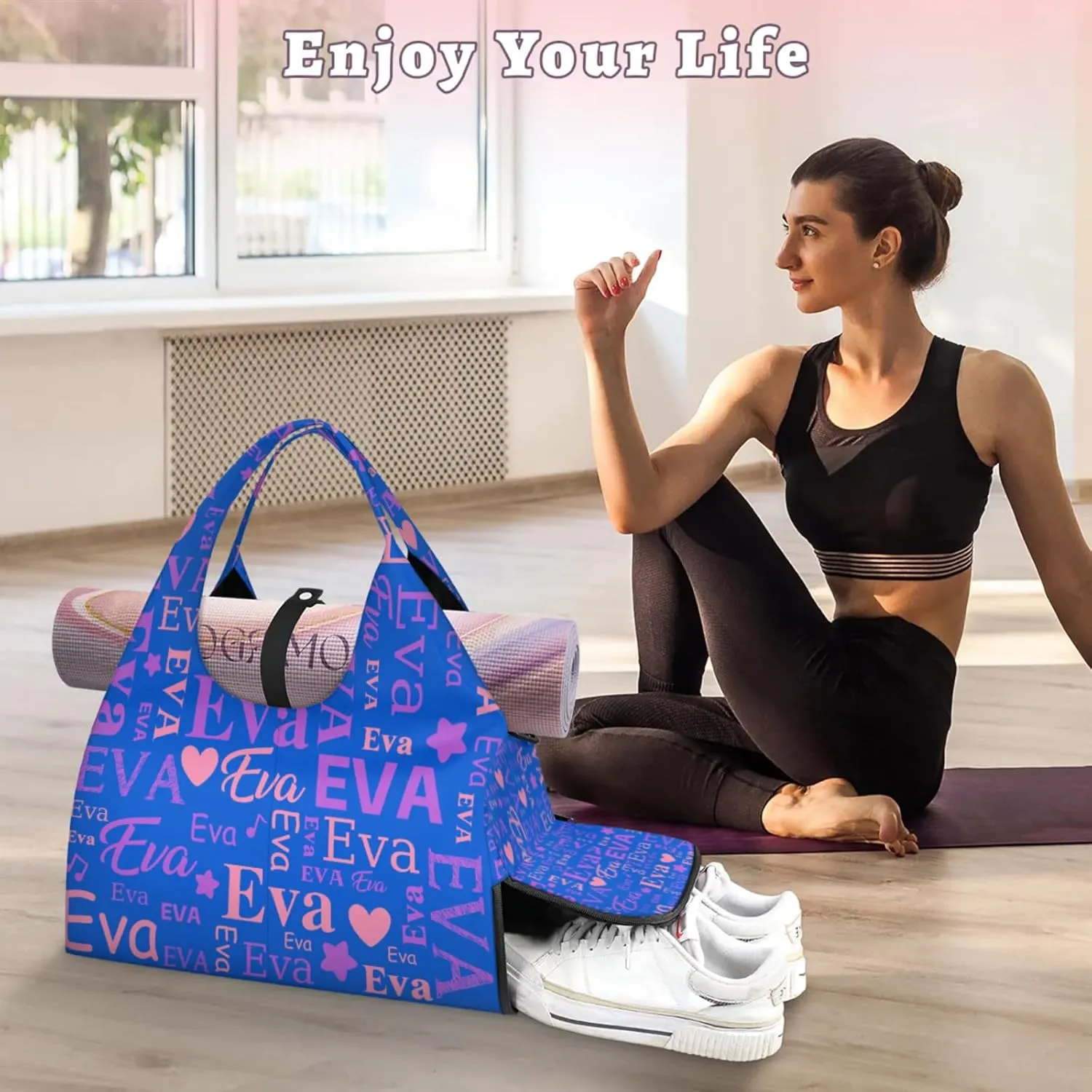 Custom Women Dance Ballet Duffle Bag Personalized Name Yoga Mat Sport Gym Bags