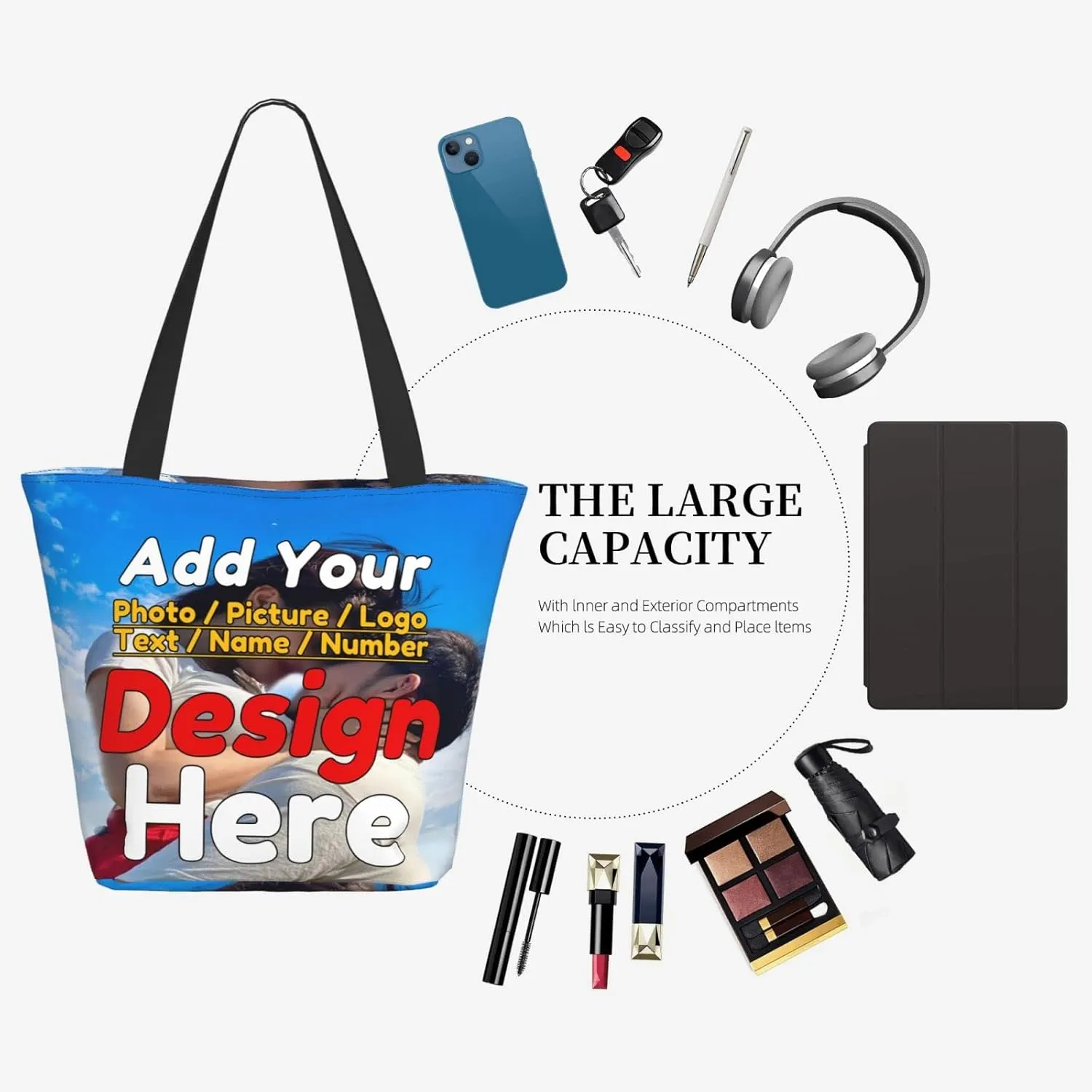 Custom Women's Tote Bag - Personalized Shoulder Handbag Gift