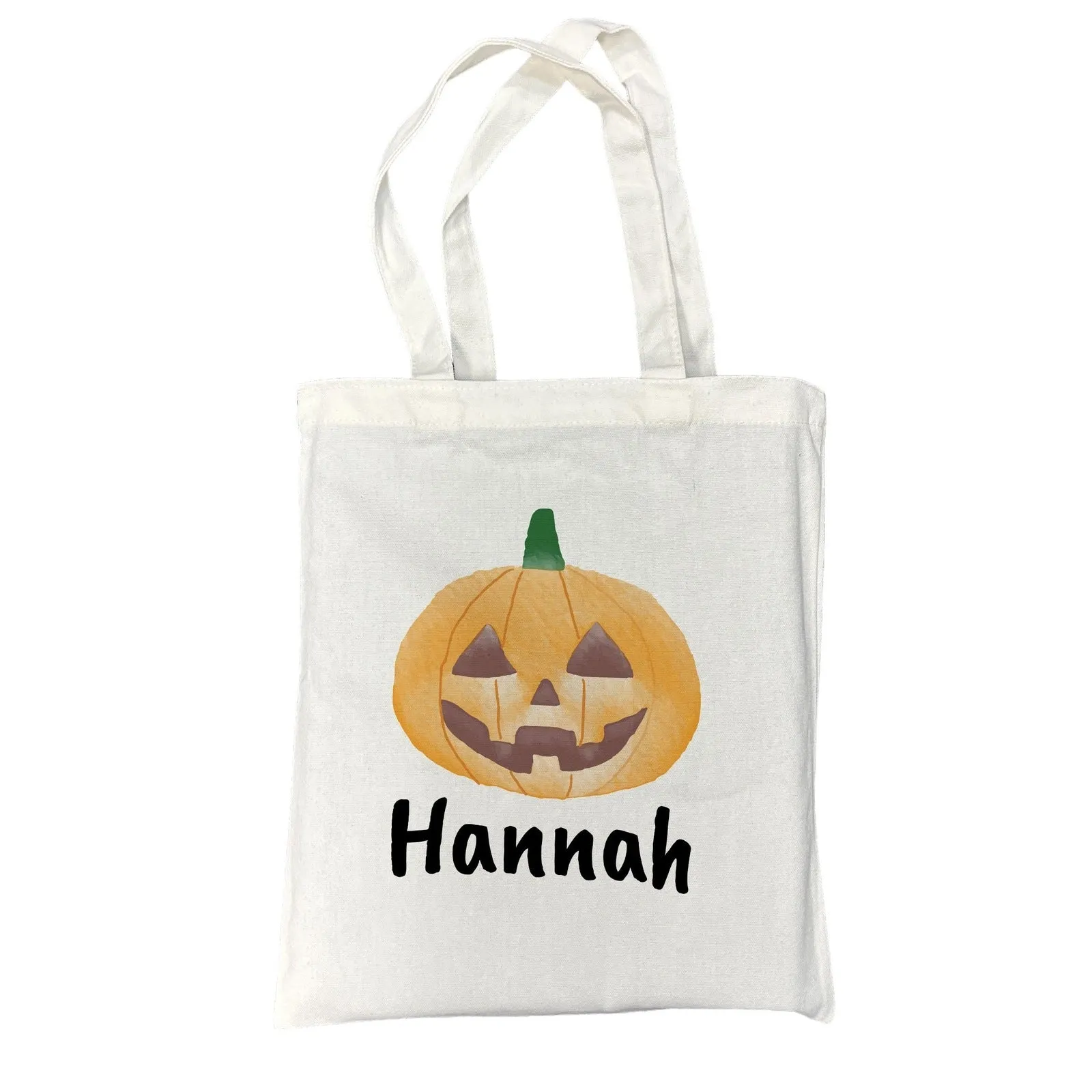 Customizable Small Tote Bags for Trick or Treating | Watercolor Haunted House Halloween Designs with Personalized Name