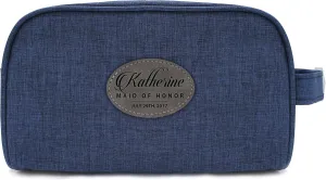 Customized Bridal Party Travel Toiletry Bags, Personalized Bridesmaid, Groomsmen, Cosmetic, Makeup or Dopp Kit (Blue)