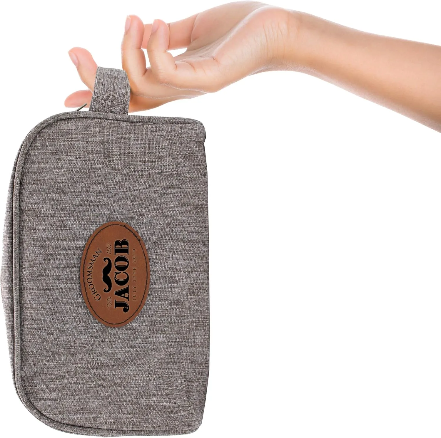 Customized Bridal Party Travel Toiletry Bags, Personalized Bridesmaid, Groomsmen, Cosmetic, Makeup or Dopp Kit (Taupe)
