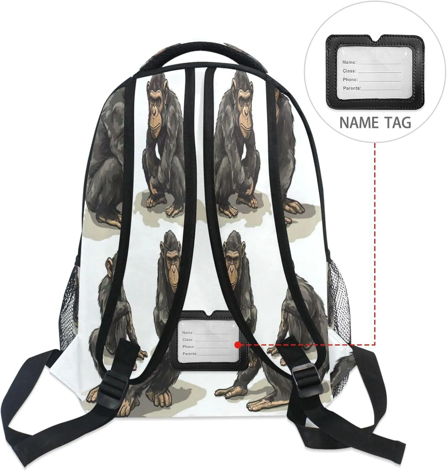 Cute Backpack for Men Women Waterproof Laptop Bag with Chest Strap Gift Men & Women Cartoon Rhinopithecus White