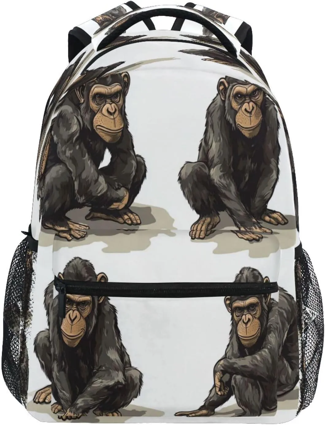Cute Backpack for Men Women Waterproof Laptop Bag with Chest Strap Gift Men & Women Cartoon Rhinopithecus White