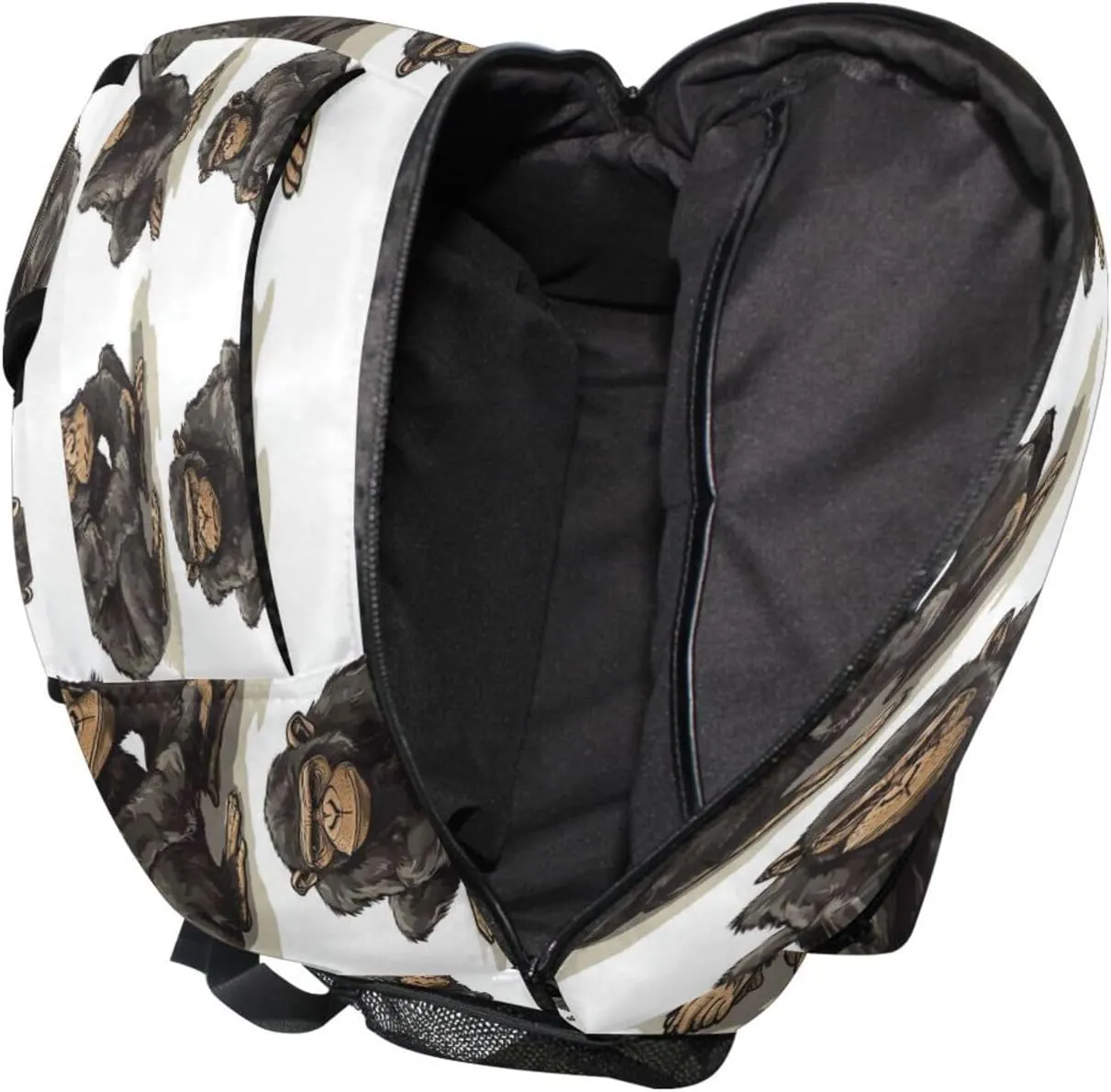 Cute Backpack for Men Women Waterproof Laptop Bag with Chest Strap Gift Men & Women Cartoon Rhinopithecus White
