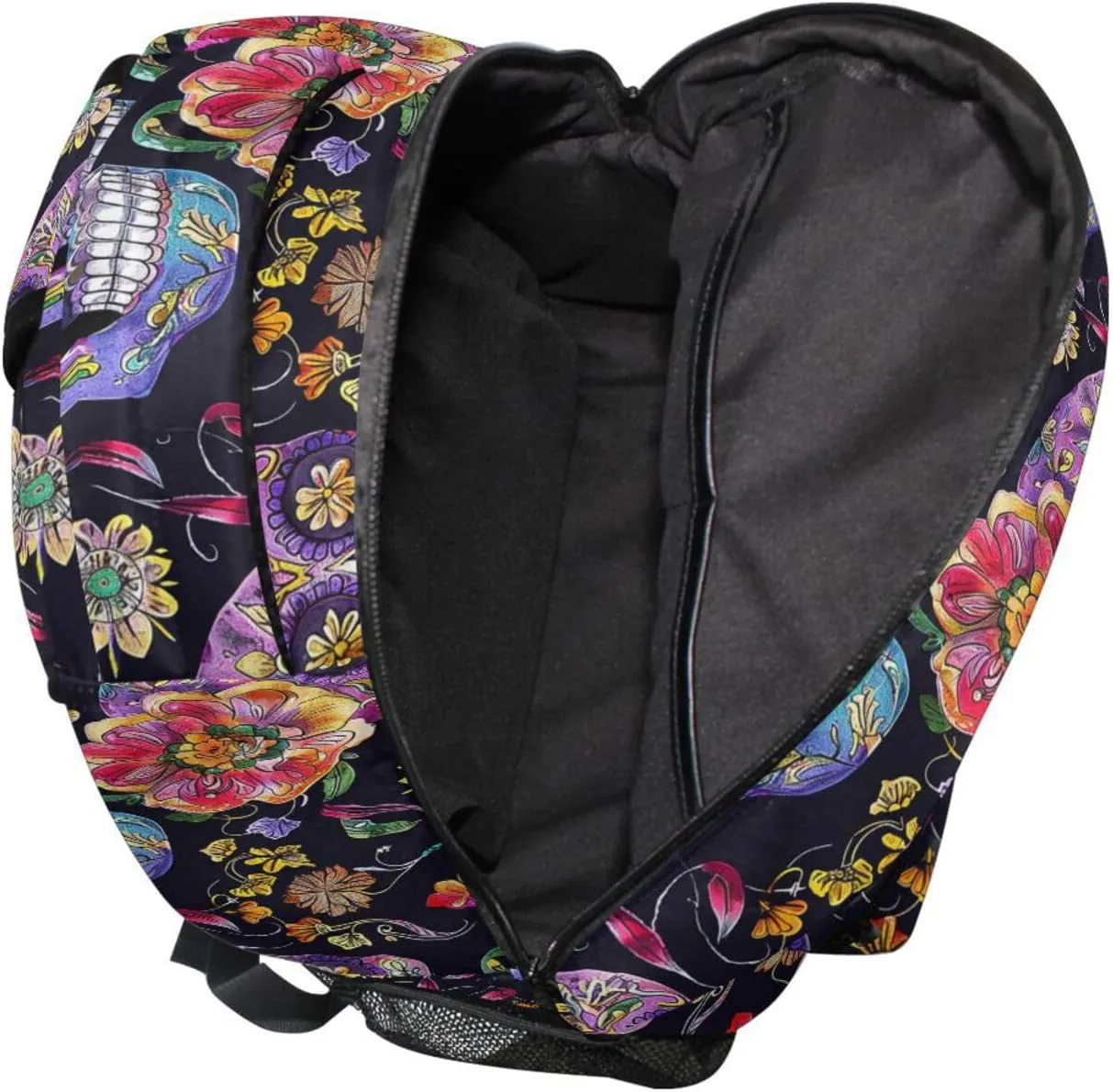 Cute Backpack for Women Men Waterproof School Book Bag with Chest Strap for Travel Trip Festive Sugar Skulls