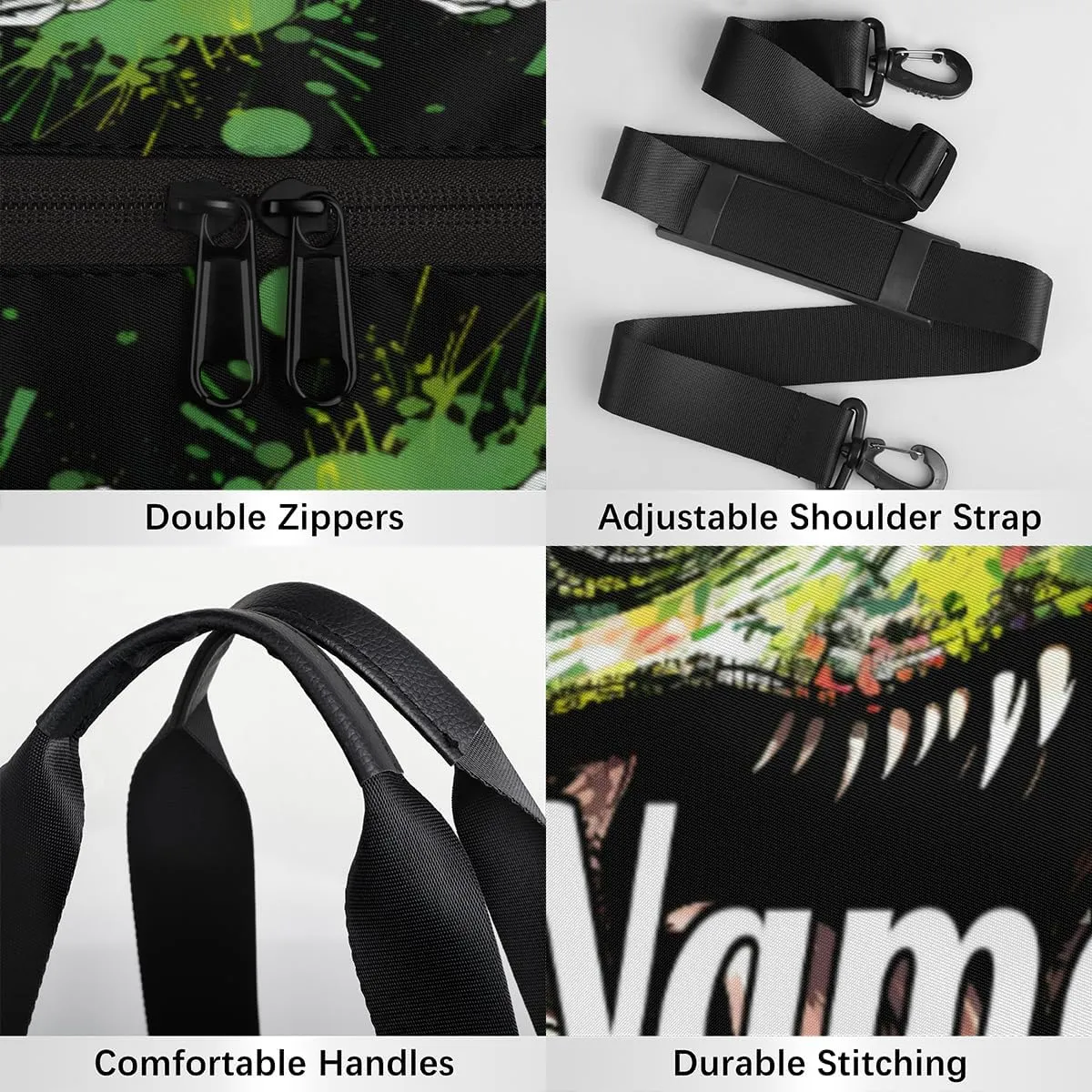 Cute Dance Bag Sport Duffel Gymnastics Sport Bags Custom Ballet Bag Overnight Weekender Bag Waterproof Pattern, Hand Drawn Dinosaurs