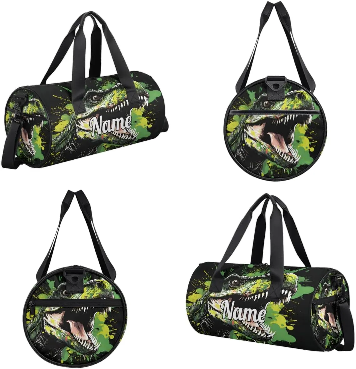 Cute Dance Bag Sport Duffel Gymnastics Sport Bags Custom Ballet Bag Overnight Weekender Bag Waterproof Pattern, Hand Drawn Dinosaurs