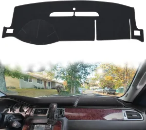 Dash Cover Mat Fit for 2007-2014 GMC Yukon Sierra SLT Denali,2007-2013 Chevy Chevrolet Silverado 1500 2500HD 3500HD LTZ/Avalanche/Suburban,07-14 Tahoe, Dashboard Carpet Pad (07-14 Black)