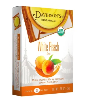 Davidson's Organics, White Peach, 8-count Tea Bags, Pack of 12