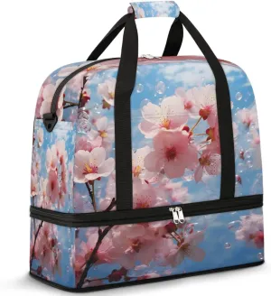 Delicate Flora Print Beauty Travel Duffle Bag, Collapsible Travel Bag Sports Gym Bag With Shoes Compartment Weekender Bag Overnight Bag For Women Men
