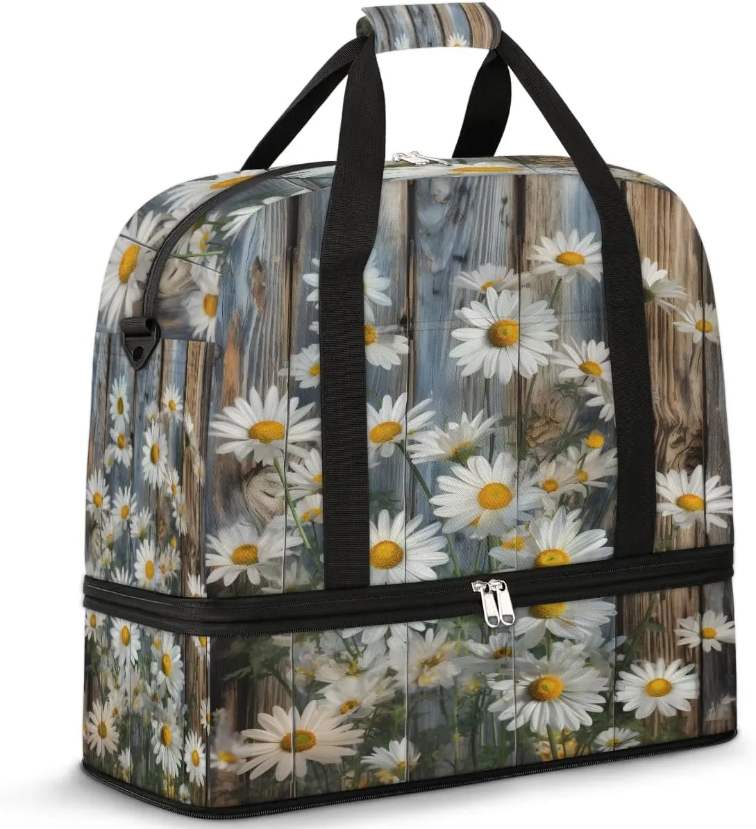 Delicate Flora Retro Print Travel Duffle Bag, Collapsible Travel Bag Sports Gym Bag With Shoes Compartment Weekender Bag Overnight Bag For Women Men