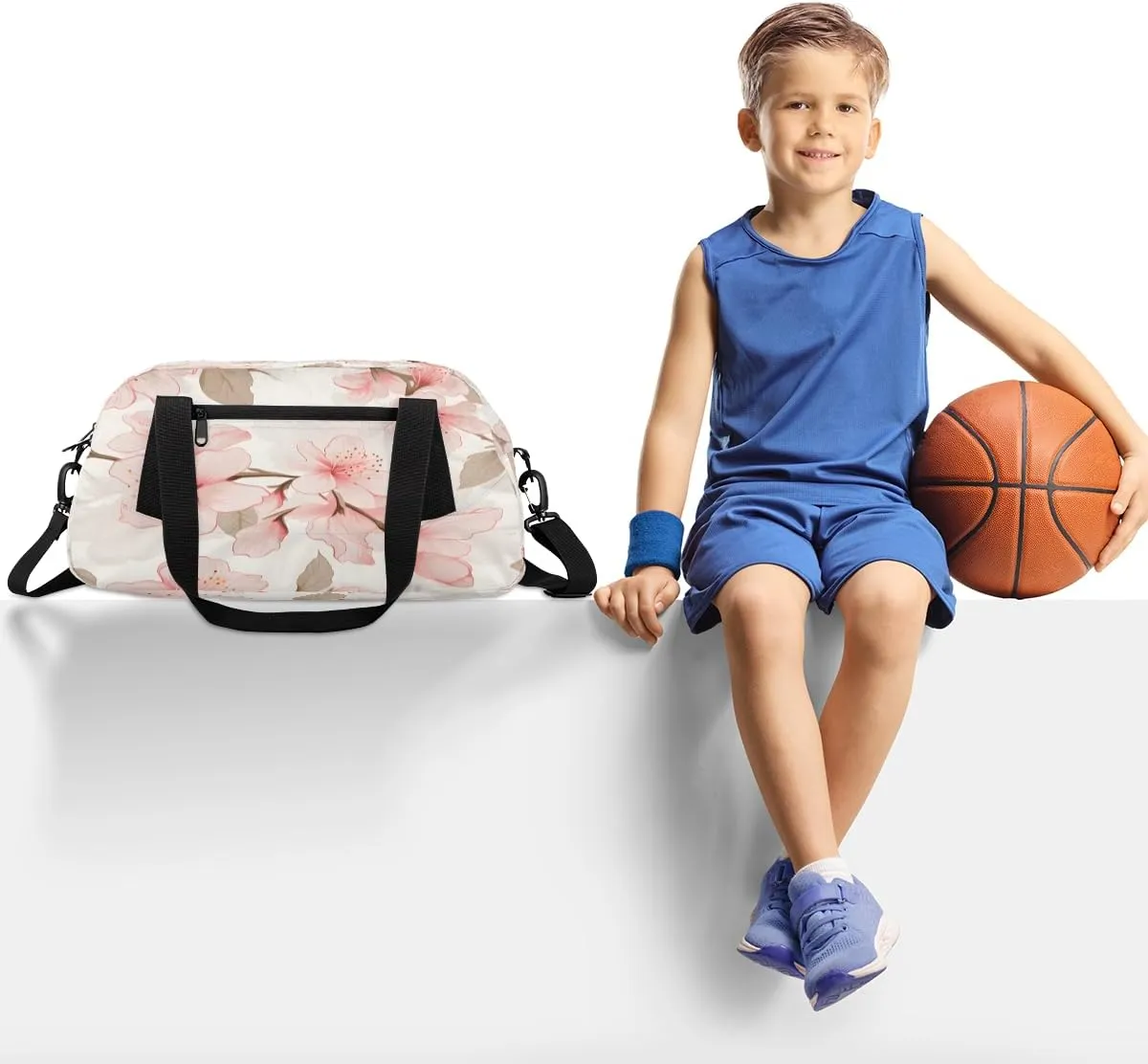 Delicate Flowers Kids Duffle Bag Boys Girls Small Sport Dance Gym Bag for Overnight Travel Weekender Carry On