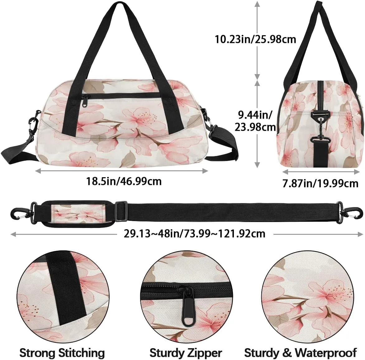 Delicate Flowers Kids Duffle Bag Boys Girls Small Sport Dance Gym Bag for Overnight Travel Weekender Carry On
