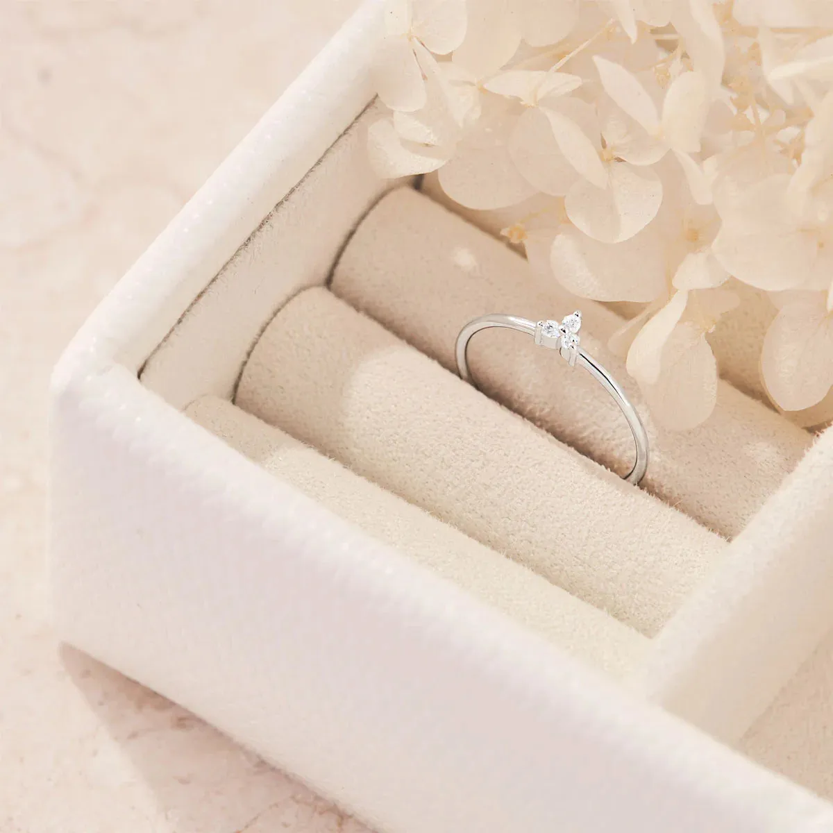 Delicate Starburst White Topaz Ring