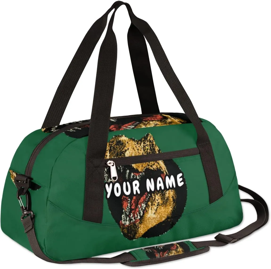 Dinosaurs Funny Personalized Kids Duffel Bag for Girls Boys, Dinosaurs Debris Custom Dance Bag Overnight Small Duffel Bag Carry On Weekend Sports Travel Bag for School Practice Gymnastics Ballet