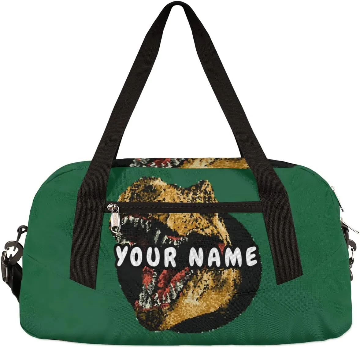Dinosaurs Funny Personalized Kids Duffel Bag for Girls Boys, Dinosaurs Debris Custom Dance Bag Overnight Small Duffel Bag Carry On Weekend Sports Travel Bag for School Practice Gymnastics Ballet