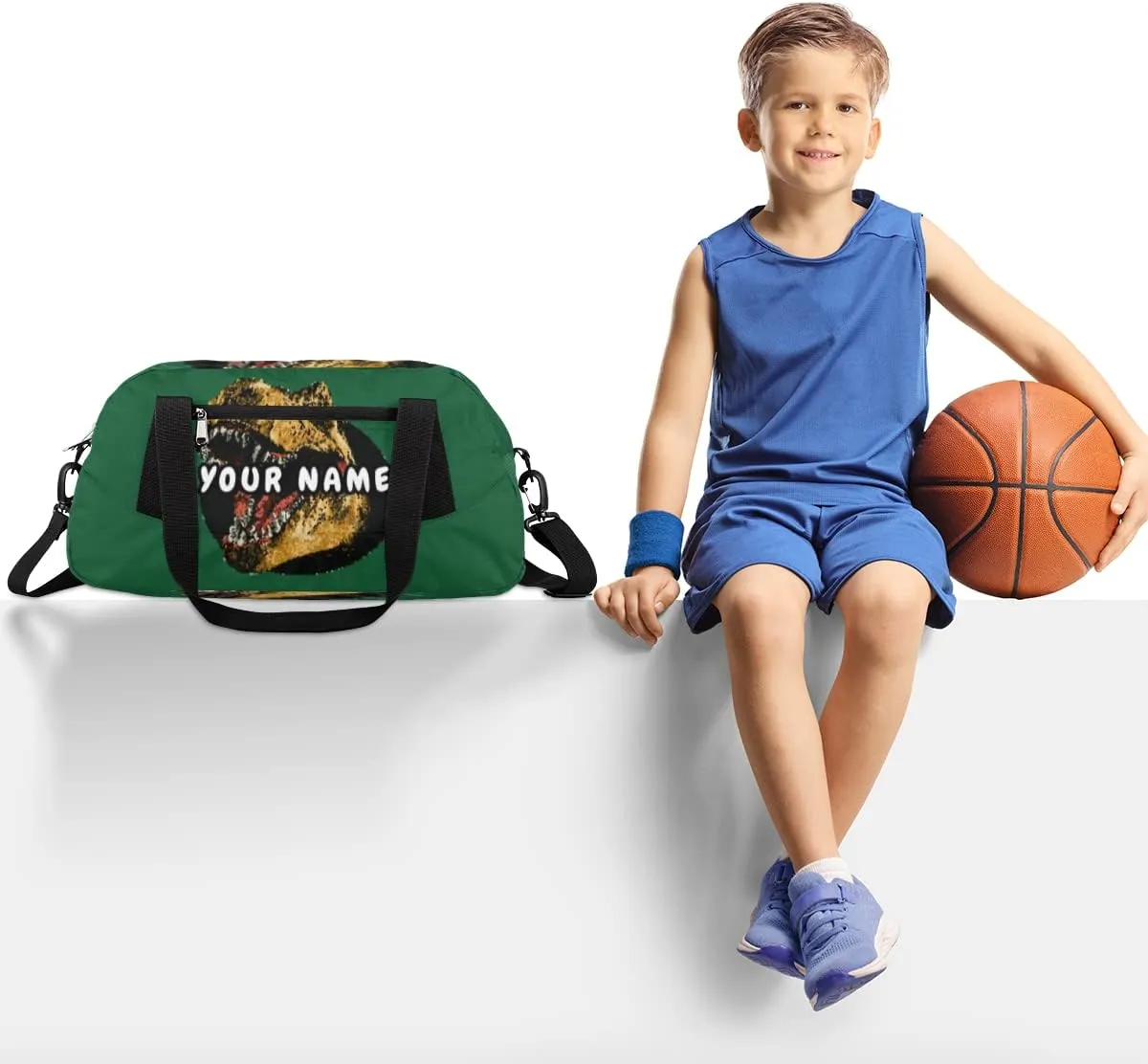 Dinosaurs Funny Personalized Kids Duffel Bag for Girls Boys, Dinosaurs Debris Custom Dance Bag Overnight Small Duffel Bag Carry On Weekend Sports Travel Bag for School Practice Gymnastics Ballet
