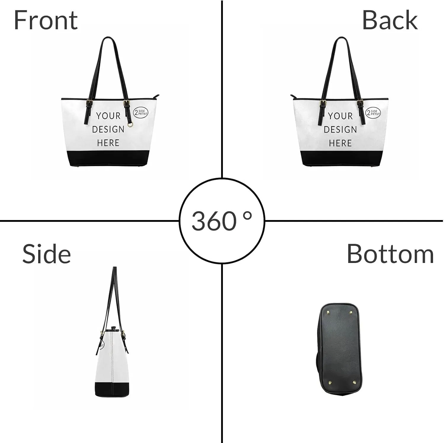 DIYKST Personalized Custom Tote Bag for Women PU Leather with Logo Photo Text Gift Shoulder Bag Handbag for Shopping Work
