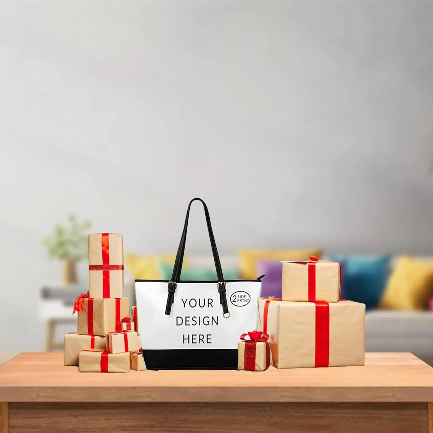 DIYKST Personalized Custom Tote Bag for Women PU Leather with Logo Photo Text Gift Shoulder Bag Handbag for Shopping Work