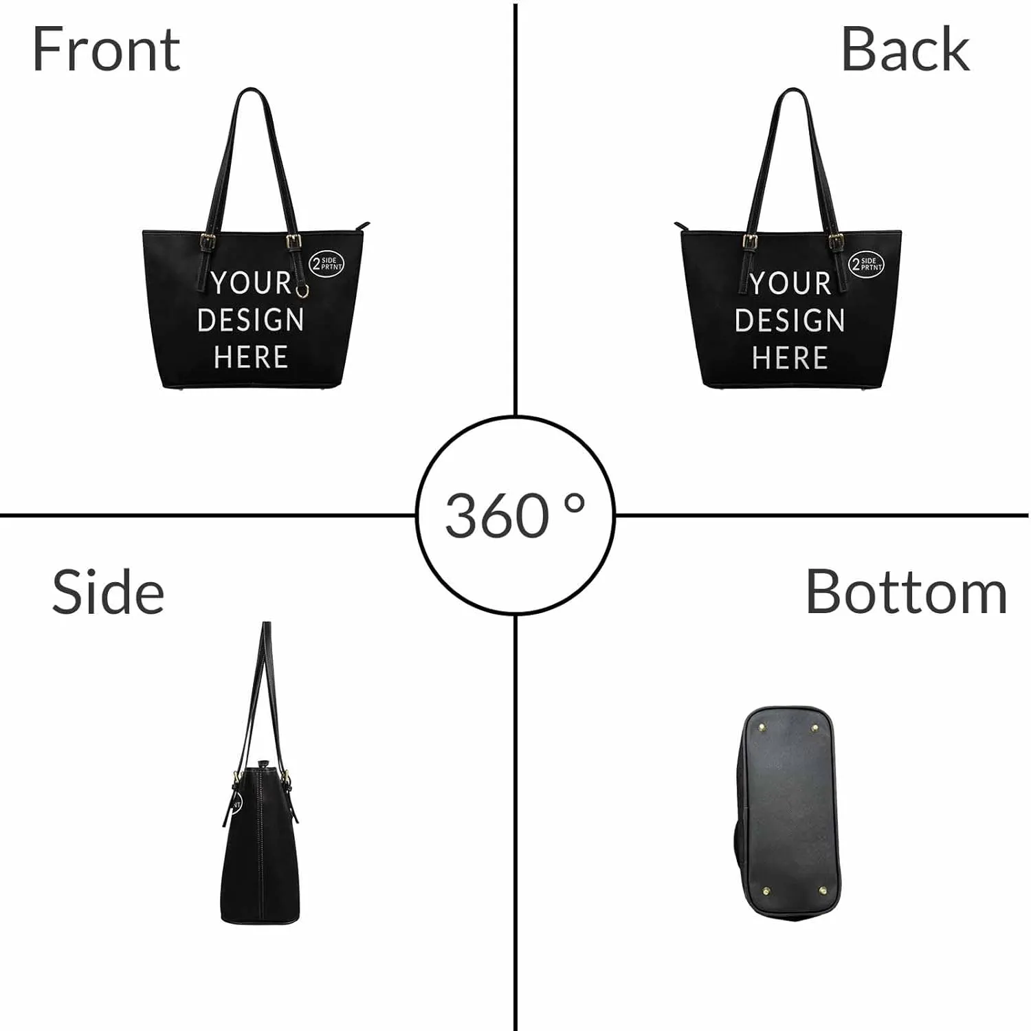 DIYKST Personalized Custom Tote Bag for Women PU Leather with Logo Photo Text Gift Shoulder Bag Handbag for Shopping Work