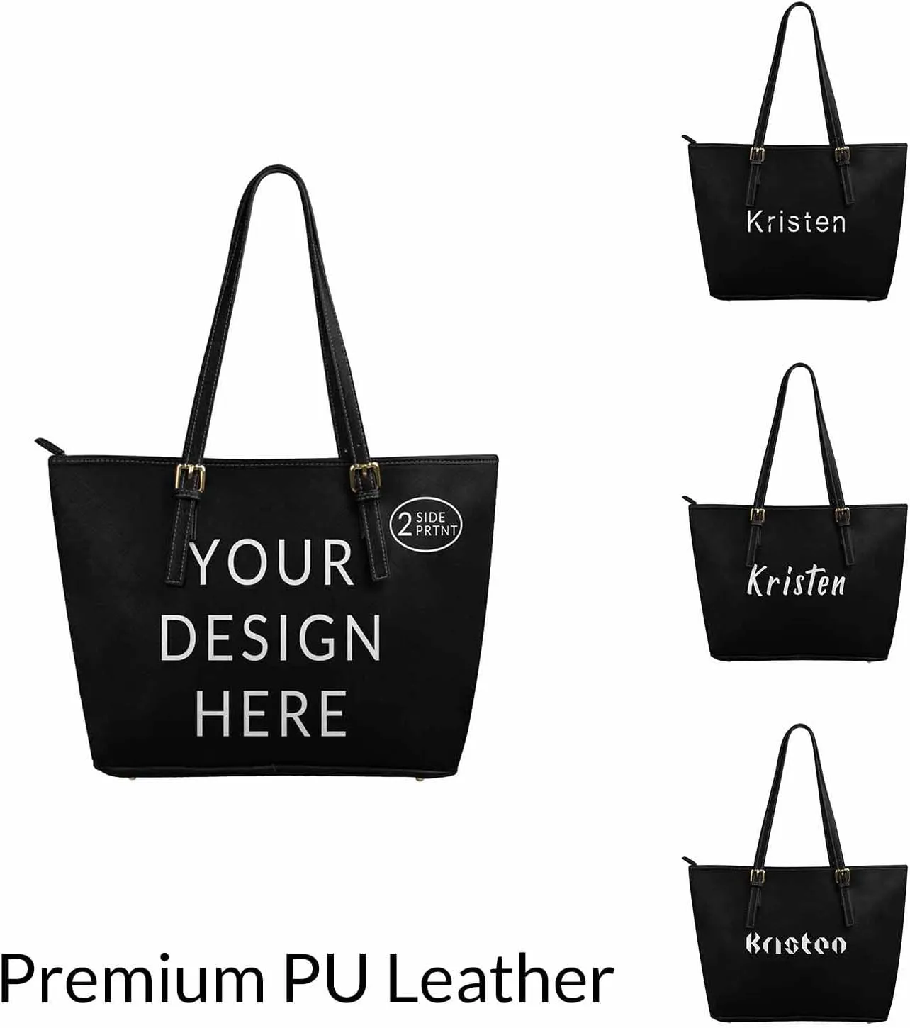 DIYKST Personalized Custom Tote Bag for Women PU Leather with Logo Photo Text Gift Shoulder Bag Handbag for Shopping Work
