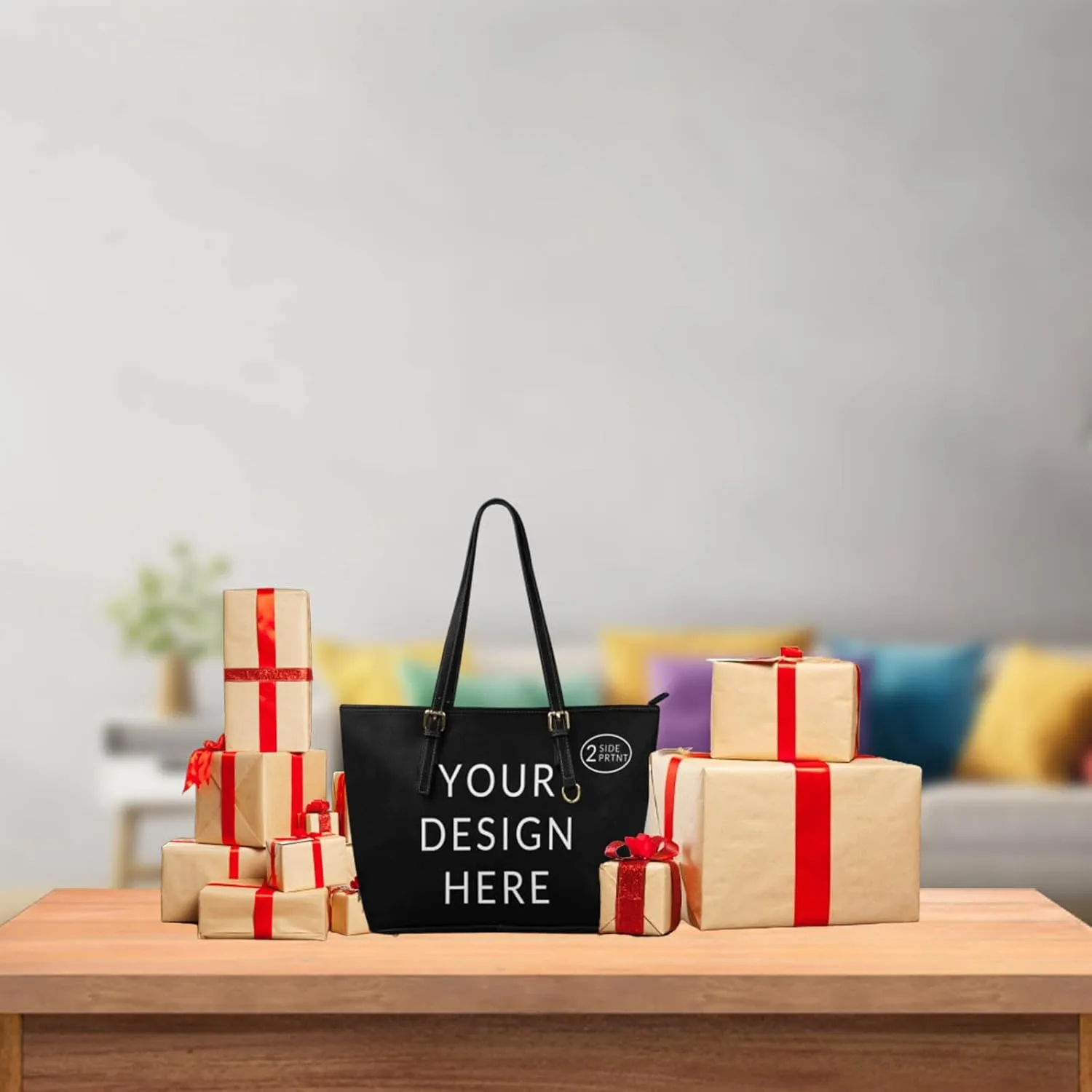 DIYKST Personalized Custom Tote Bag for Women PU Leather with Logo Photo Text Gift Shoulder Bag Handbag for Shopping Work